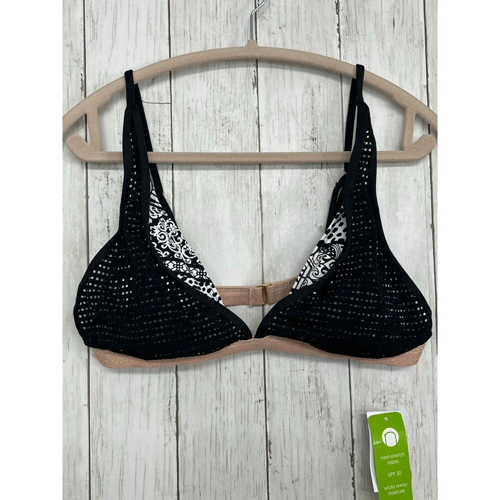 Next By Athena Women’s Medium Swim Top Black Pink UPF 50 Bikini Beach Vacation